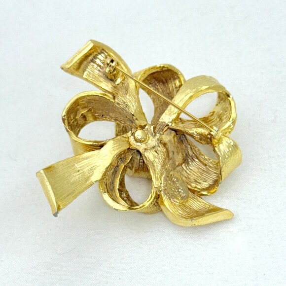 Vintage Ribbon Bow Brooch/Pin Gold Tone Circa 1980s Signed - Picture 5 of 6
